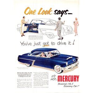 1952 Mercury Monterey 2 Door Coupe Vintage Print Ad Got to Drive It Wall Art